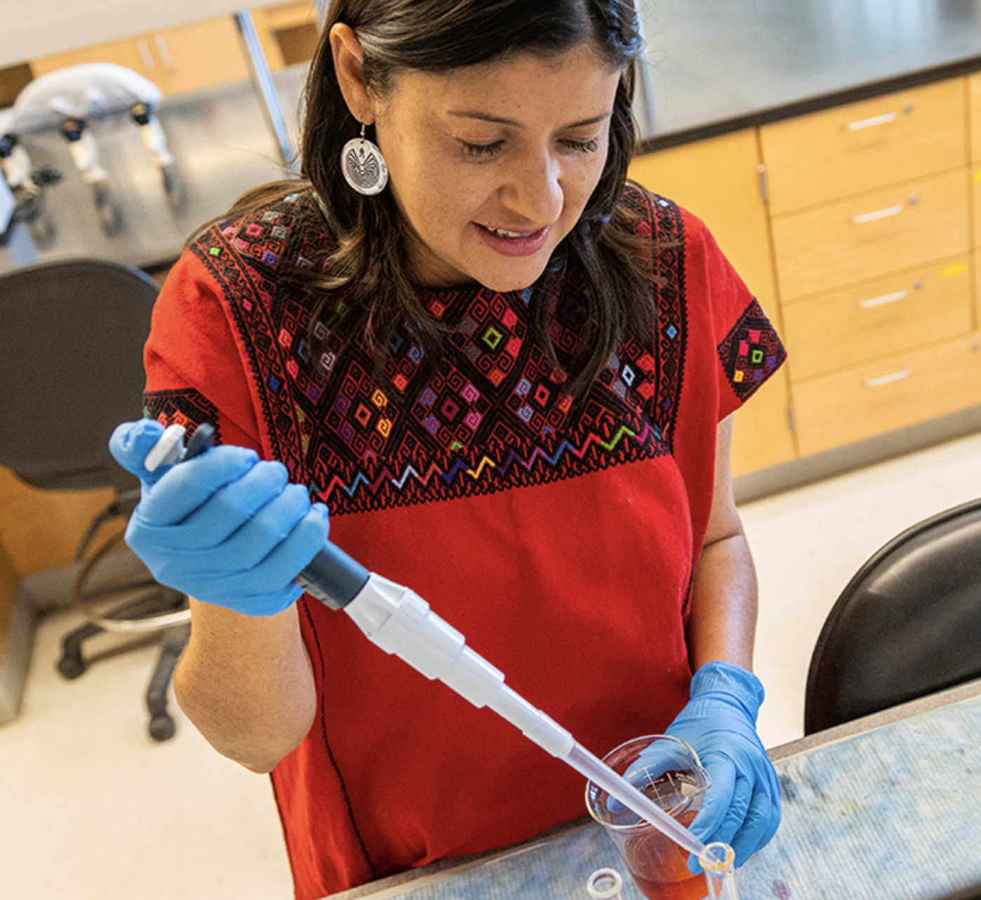 Professor Ivette Guzman working in the lab