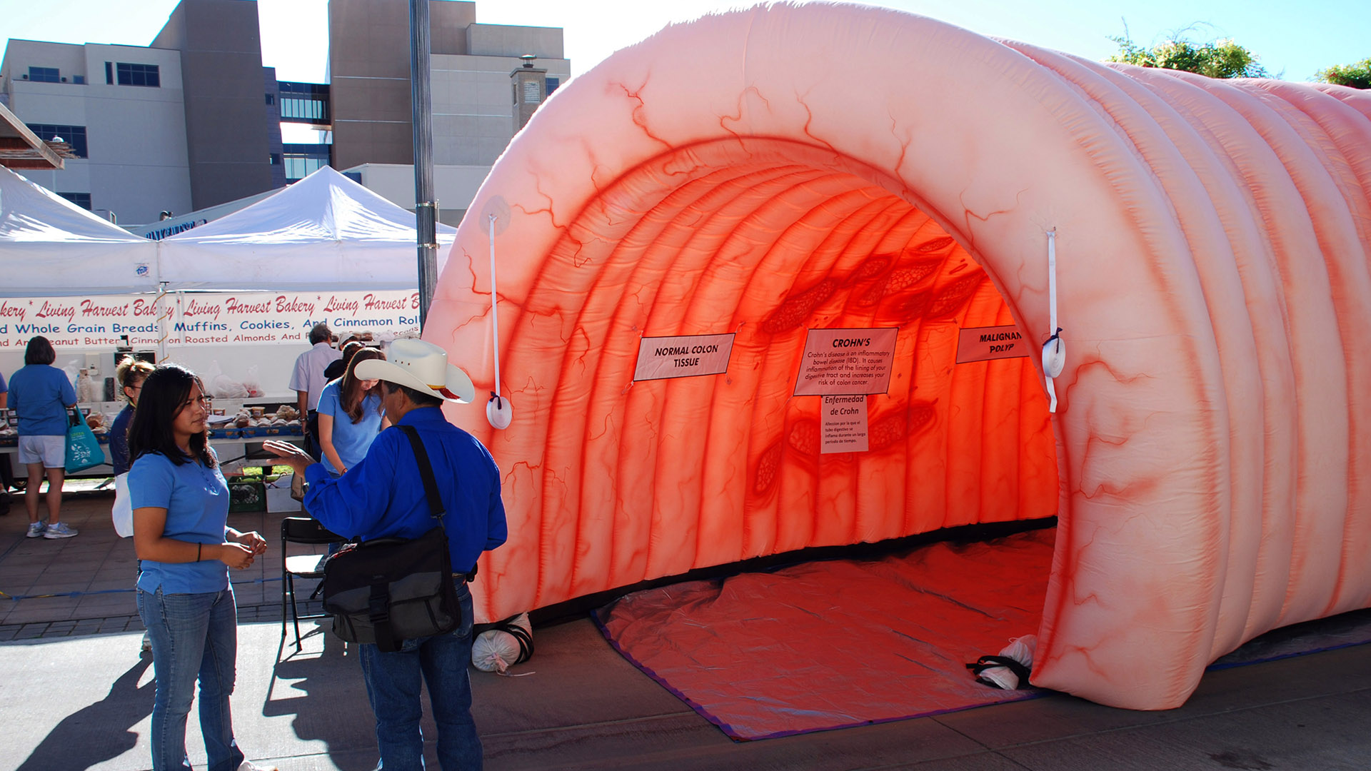 The inflatable colon at a community health fair. 