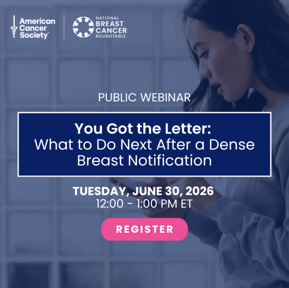 Flyer for "What to Do Next After a Dense Breast Notification" 